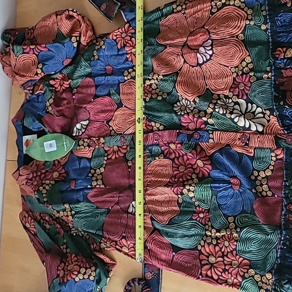 Farm Rio Black Stitched Flowers Long Sleeve Mini Dress - Picture 11 of 13